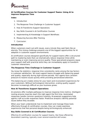 AI Certification Courses for Customer Support Teams Using AI to Improve Response Time