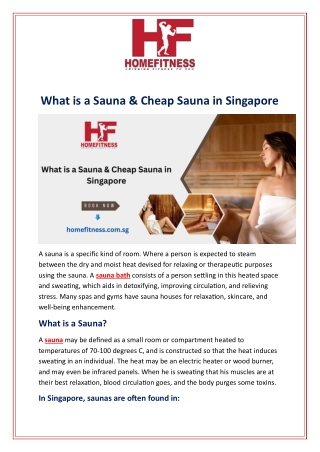 What is a Sauna & Cheap Sauna in Singapore