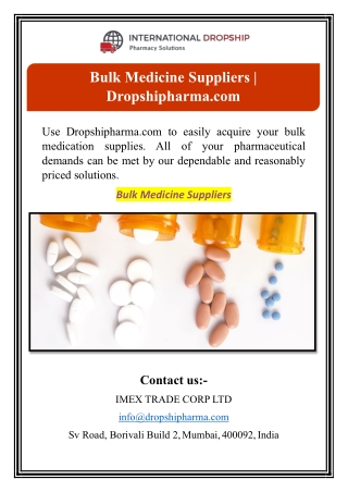Bulk Medicine Suppliers | Dropshipharma.com