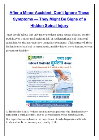 After a Minor Accident - Hind Spine Clinic