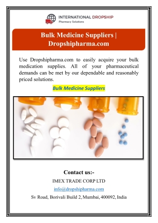 Bulk Medicine Suppliers | Dropshipharma.com