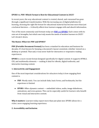 EPUB3 vs. PDF Which Format is Best for Educational Content in 2025