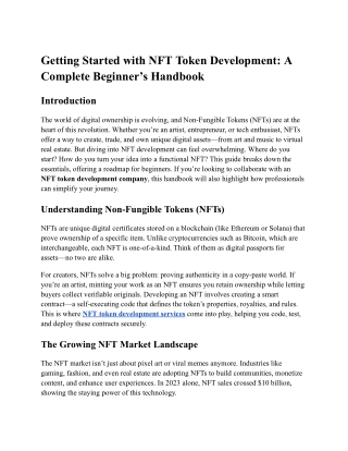 Getting Started with NFT Token Development: A Complete Beginner’s Handbook