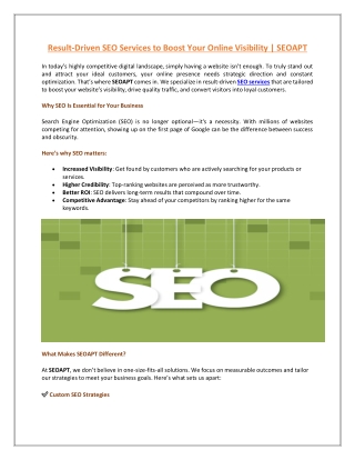 result driven seo services to boost your online