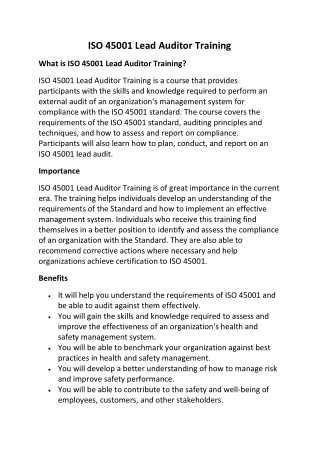 iso 45001 course