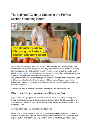 The Ultimate Guide to Choosing the Perfect Kitchen Chopping Board