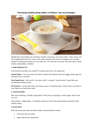 Promoting Healthy Eating Habits in Children Tips and Strategies