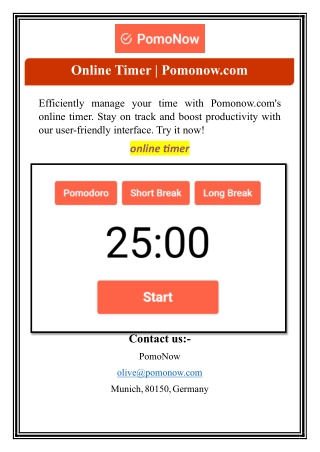 Online Timer | Pomonow.com