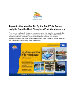 Top Activities You Can Do By the Pool This Season- Insights from the Best Fiberglass Pool Manufacturers