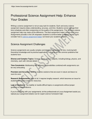 Professional Science Assignment Help