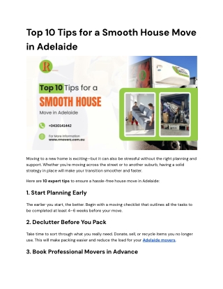 top 10 tips for a smooth house move in adelaide