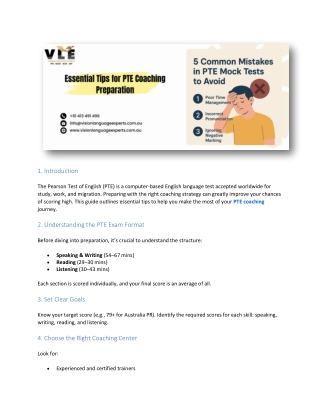 Essential Tips for PTE Coaching Preparation