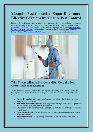 Mosquito Pest Control in Kopar Khairane