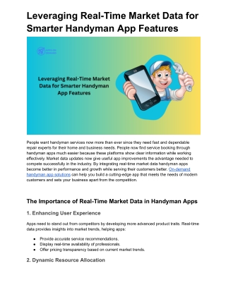 Leveraging Real-Time Market Data for Smarter Handyman App Features