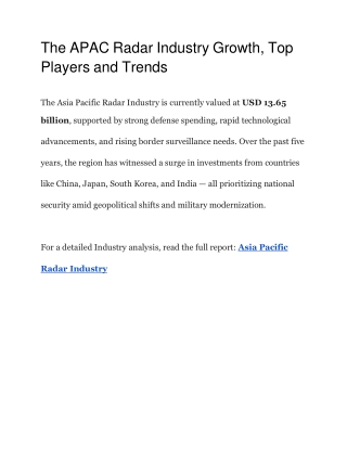 APAC Radar Market