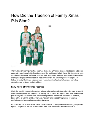 how did the tradition of family xmas pjs start