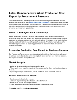 latest comprehensive wheat production cost report