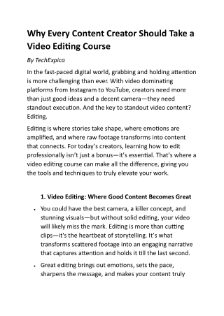 Why Every Content Creator Should Take a Video Editing Course