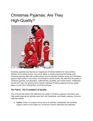 Christmas Pyjamas: Are They High-Quality?