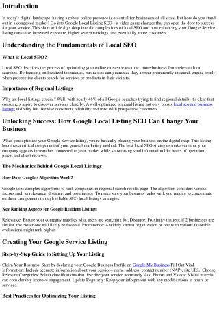 Unlocking Success: How Google Local Listing SEO Can Change Your Business