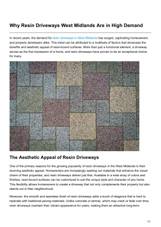 Why Resin Driveways West Midlands Are in High Demand