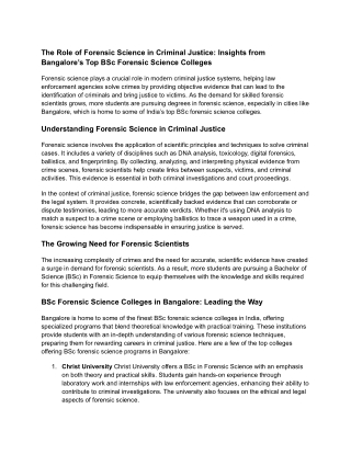 The Role of Forensic Science in Criminal Justice_ Insights from Bangalore’s Top BSc Forensic Science Colleges