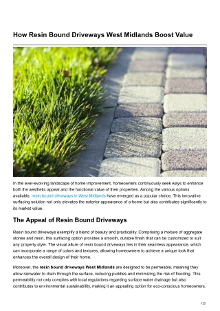 How Resin Bound Driveways West Midlands Boost Value