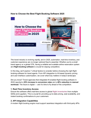 How to Choose the Best Flight Booking Software 2025