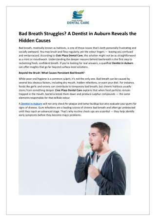Bad Breath Struggles - A Dentist in Auburn Reveals the Hidden Causes