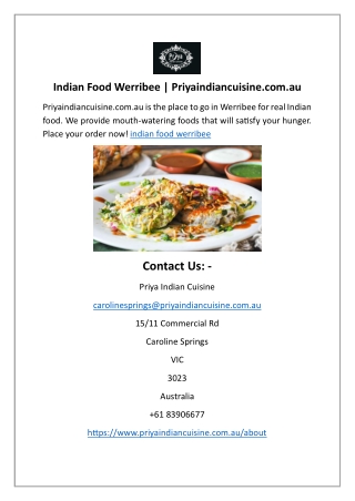 Indian Food Werribee  Priyaindiancuisine.com.au