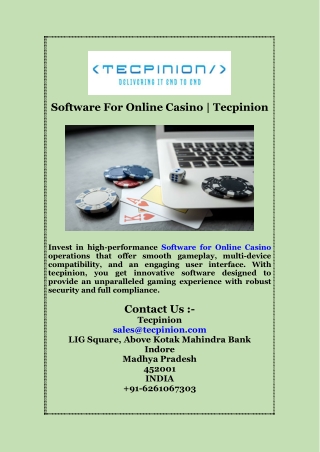 Software For Online Casino | Tecpinion