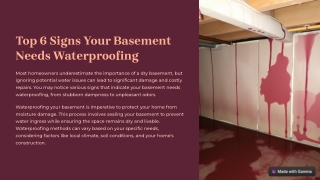Top 6 Warning Signs Your Basement Needs Waterproofing (And How to Fix Them)