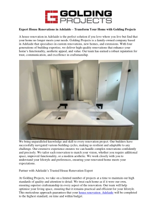 Expert House Renovations in Adelaide