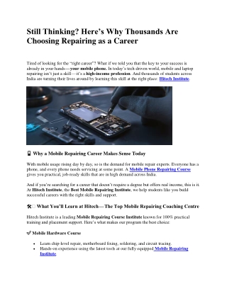 Still Thinking Here's Why Thousands Are Choosing Repairing as a Career
