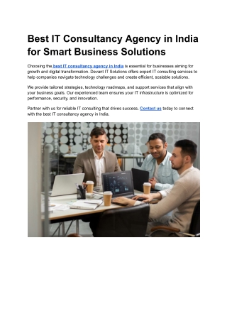 Best IT Consultancy Agency in India for Smart Business Solutions