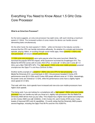 Everything You Need to Know About 1.5 GHz Octa-Core Processors