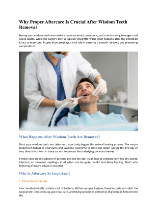Why Proper Aftercare Is Crucial After Wisdom Teeth Removal?
