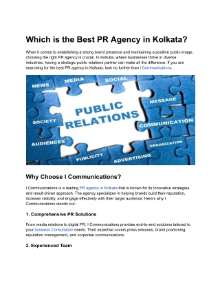 Which is the Best PR Agency in Kolkata?