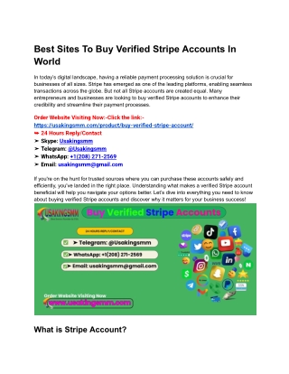 Best Sites To Buy Verified Stripe Accounts In World