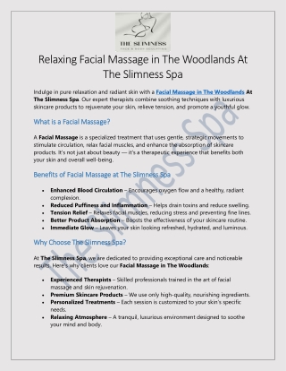 Facial Massage in The Woodlands At The Slimness Spa