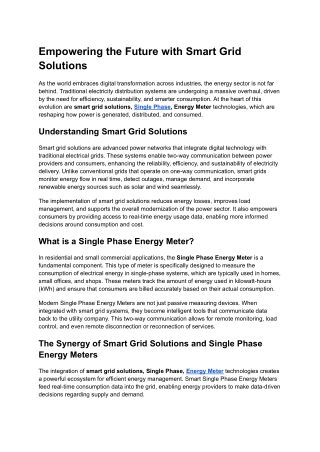 empowering the future with smart grid solutions