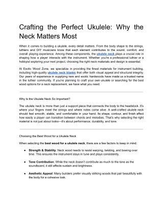 Crafting the Perfect Ukulele_ Why the Neck Matters Most