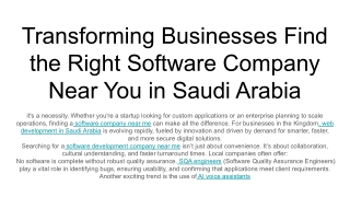 Transforming Businesses Find the Right Software Company Near You in Saudi Arabia