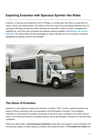 Exploring Evanston with Spacious Sprinter Van Rides
