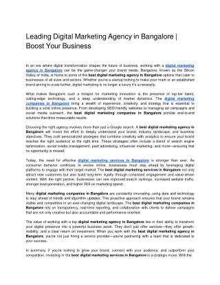 Leading Digital Marketing Agency in Bangalore _ Boost Your Business