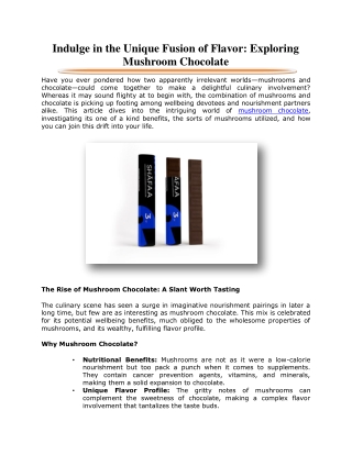 Indulge in the Unique Fusion of Flavor: Exploring Mushroom Chocolate