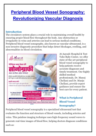Peripheral Blood Vessel Sonography - Aayush Hospital