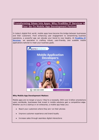Top Mobile App Development Company | FirstRite IT Services