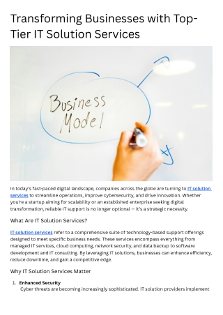 transforming businesses with top tier it solution
