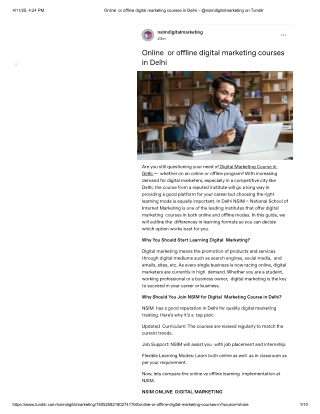 Online or offline digital marketing courses in Delhi